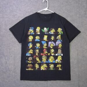 Simpsons Shirt Mens Large Black Character Grid Graphic Tee Cartoon TV Show